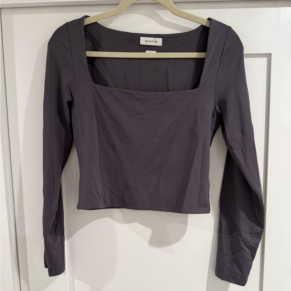 Aritzia Babaton Dark Gray Square Neck Crop Top